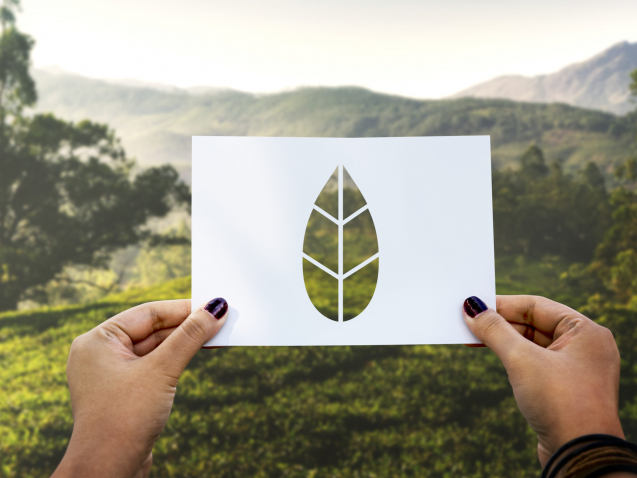 Save the world ecology environmental conservation perforated paper leaf